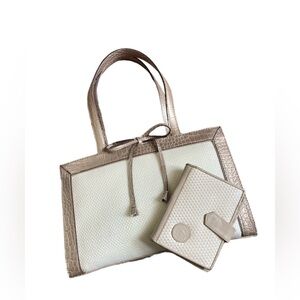 Liz Claiborne Vintage 90’s Cream Handbag + Matching Wallet